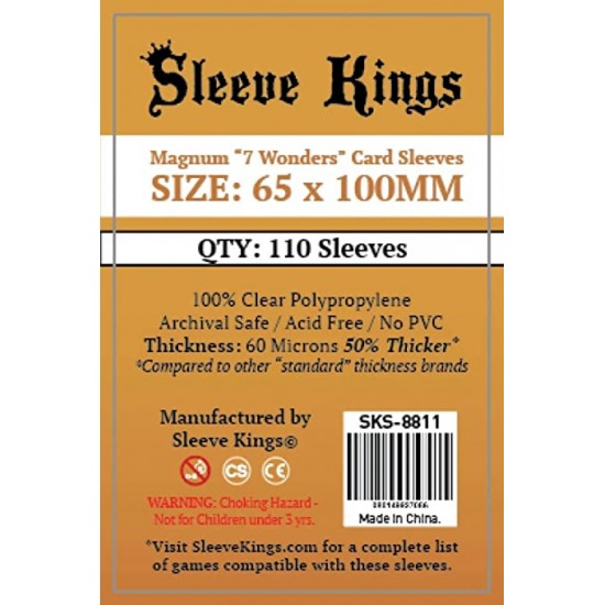 Sleeve Kings Magnum 7 Wonders Card Sleeves (65x100mm)